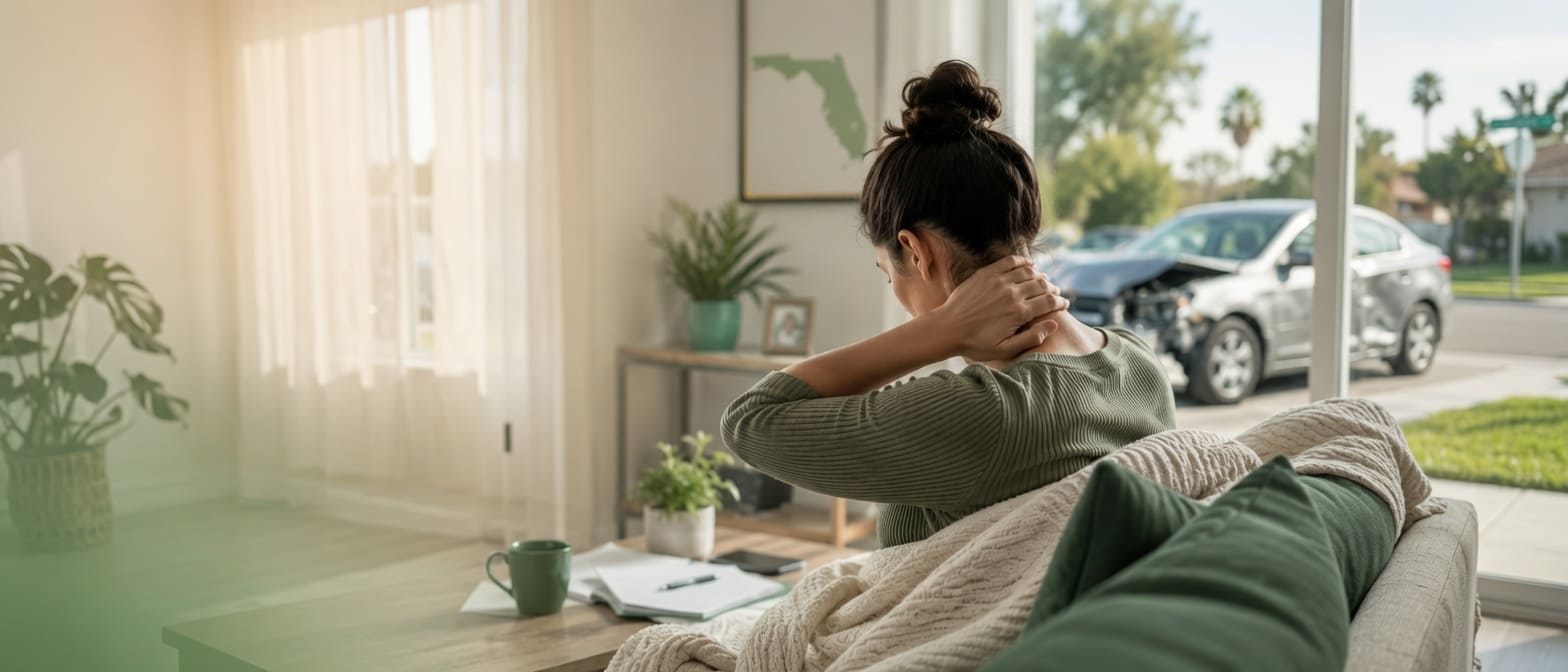 Injured driver experiencing delayed neck pain after a Florida car accident