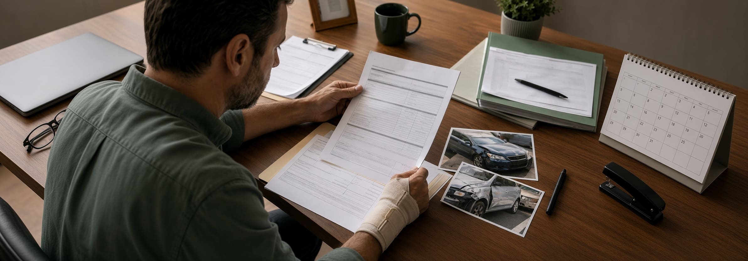 Patient and medical professional reviewing treatment records after a Florida car accident
