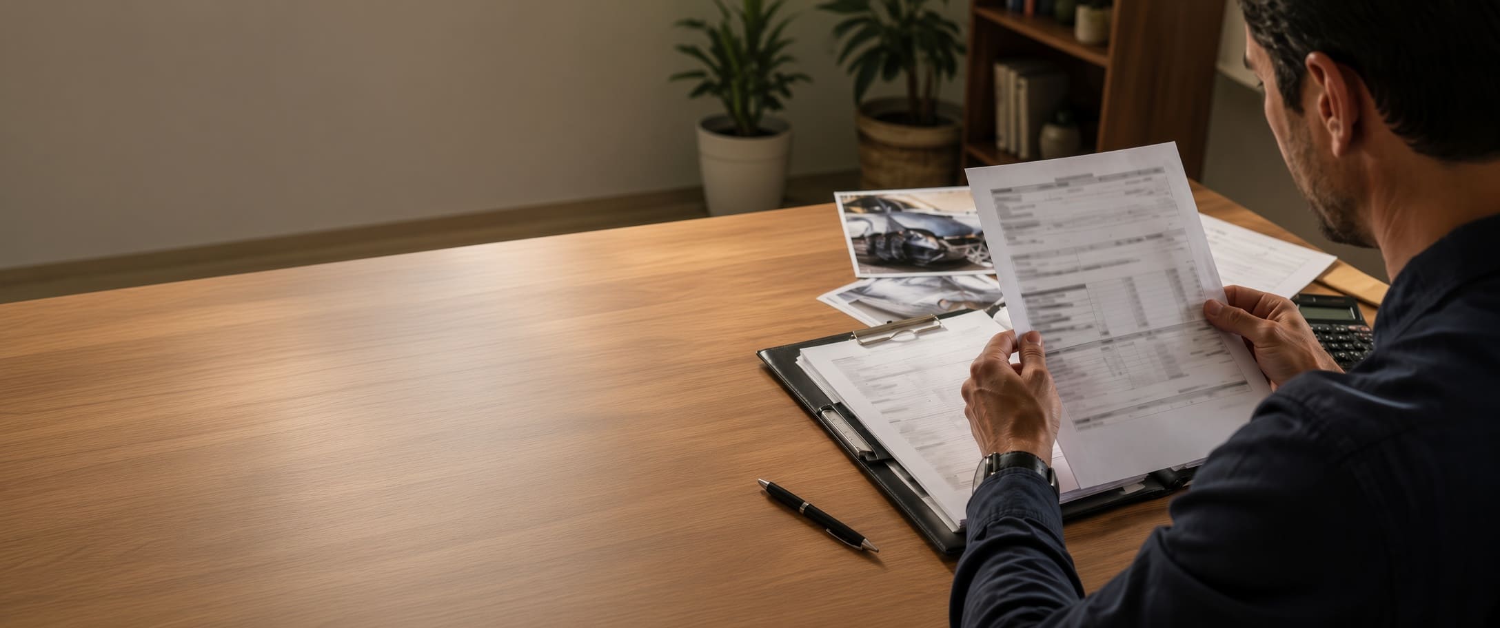 Florida car accident patient reviewing medical billing paperwork after treatment