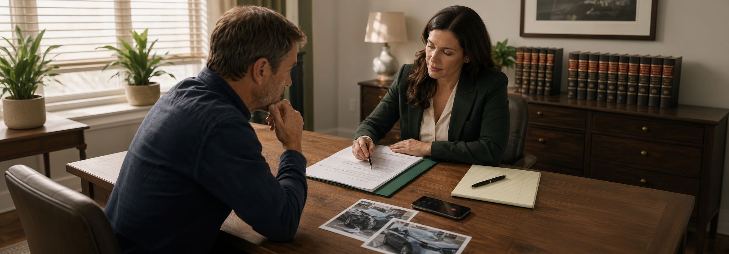 Florida car accident claimant organizing medical records and insurance documents before a recorded statement