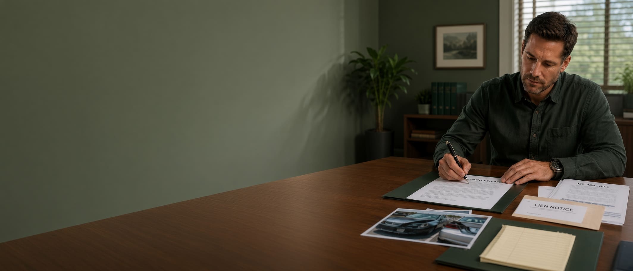 Florida car accident claimant reviewing a settlement release before signing