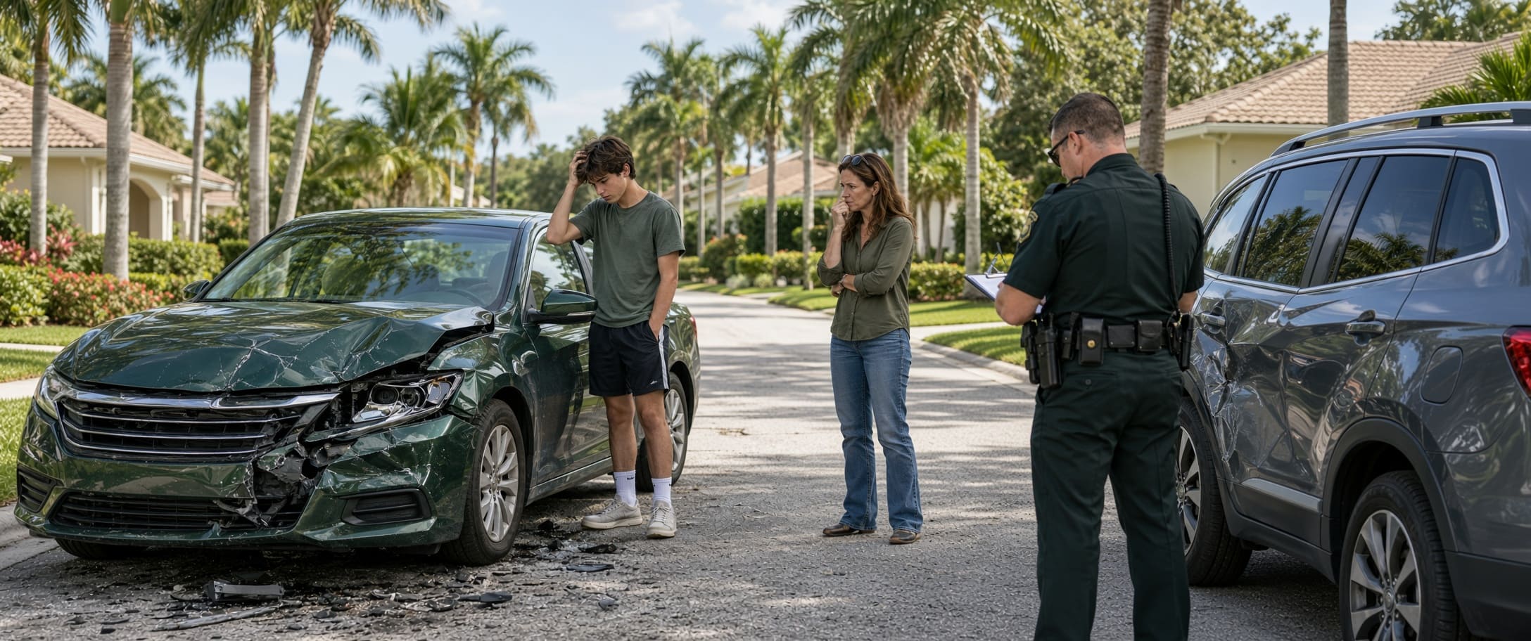 Florida family vehicle involved in a crash with documents used to review ownership and insurance