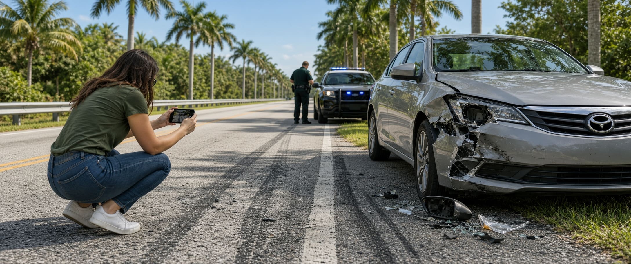 Illustration for the discussion of vehicle damage, paint transfer and physical evidence after a hit-and-run