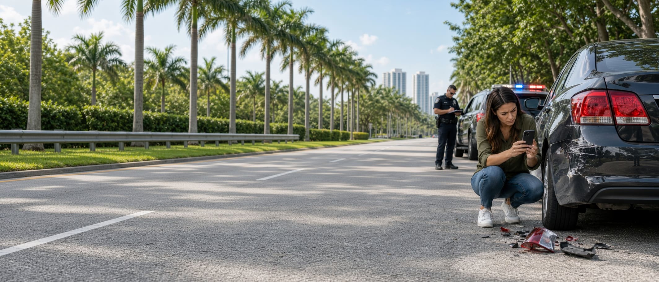 Illustration for a Florida hit-and-run evidence guide involving a vehicle that left the scene