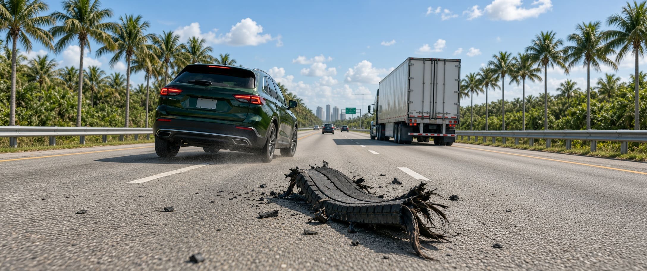 Roadway evidence relevant to identifying truck tire debris after a crash