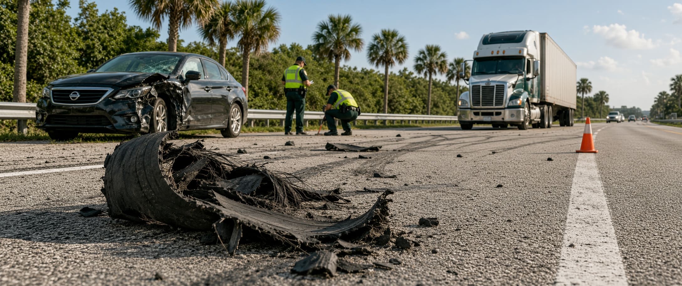 Truck tire debris and roadway conditions examined after a Florida crash